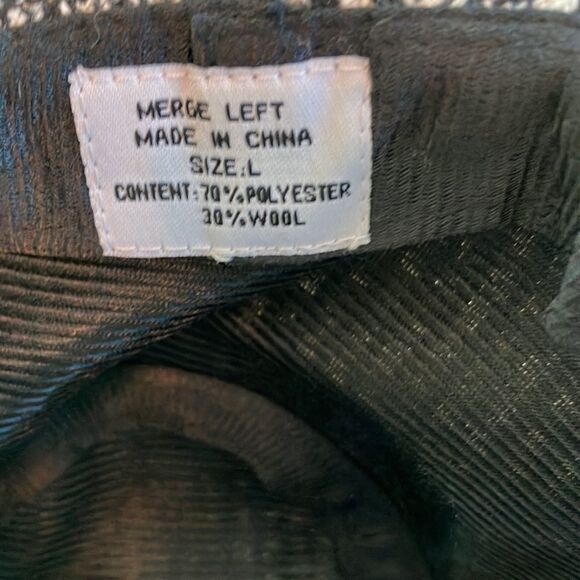 MERGE LEFT Black Houndstooth Wool Blend Fedora Hat - Picture 5 of 10